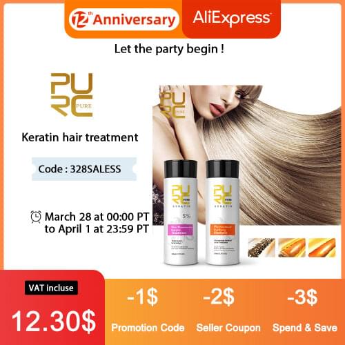 PURC Brazilian Keratin Treatment + Purifying Shampoo Straightening for Hair Scalp Treatment Curly Hair Products Hair Care Set