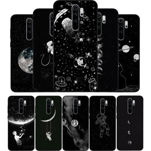 Space Astronaut black Silicone Phone Case For Redmi note 8 7 Pro S 8T for redmi 9 7A Cover