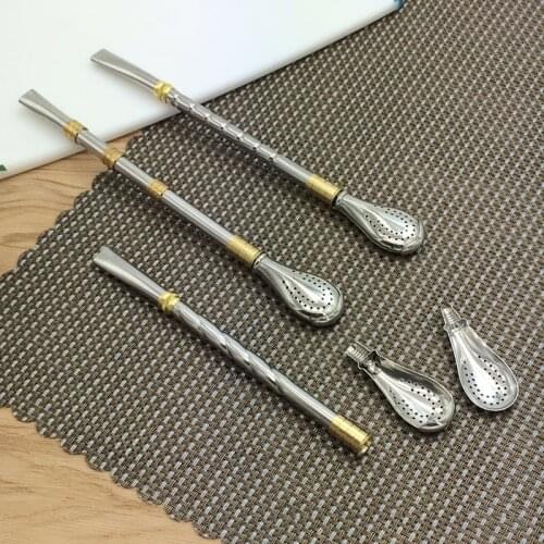 Hot Tea Filter Yerba Mate Stainless Steel Straws Bombilla Gourd Reusable Tools Drinking Straw Spoon Washable Coffee Tool
