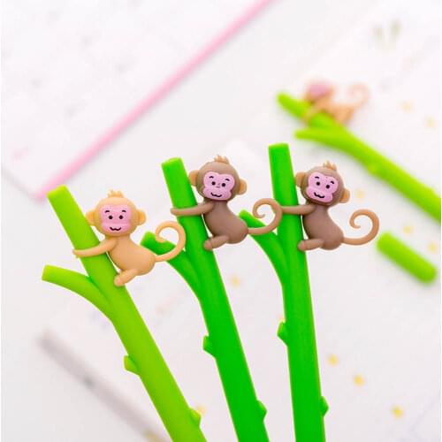 2Pcs Monkey Gel Pens Novelty Stationery Cute Cartoon Gel Pen and Pencils Student Signature Pen Kawaii School Supplies