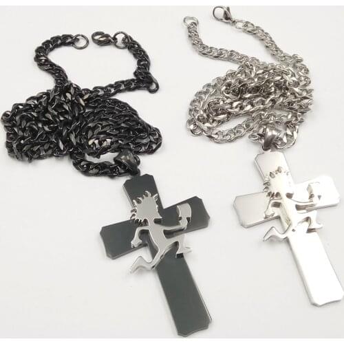 GNAYY Mens Hip-Hop ICP Hatchet man Cross Pendant Stainless Steel Chain Necklace 24