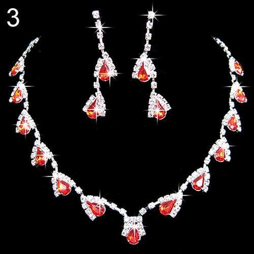 Hot Women Dazzling Cubic Zirconia Necklace Crystal Pendant Earrings Bridal Jewelry Set new