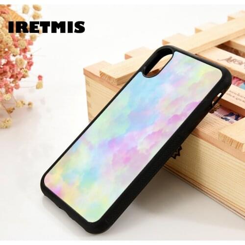 Iretmis 5 5S SE 6 6S TPU Silicone Rubber Phone Case Cover for iPhone 7 8 Plus X Xs 11 12 MINI Pro Max XR Rainbow Clouds