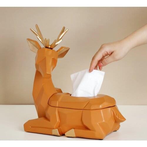 Deer Statue Craft Tissue Box for Table Tissue Paper Holder for Dining Table Paper Holder Animal Sculpture Home Décor Office