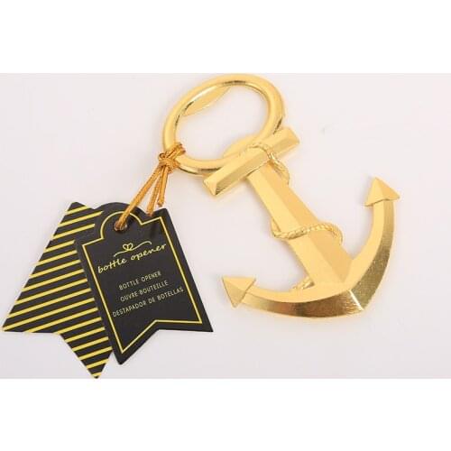 Creative Gold Nautical Anchor Metal Beer Bottle Opener Personalized Favors and Gifts for Party Supplies Wedding