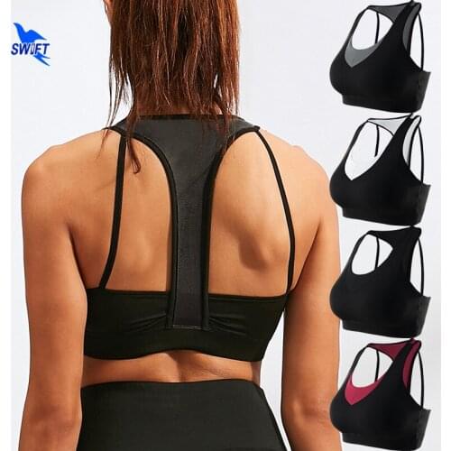 2020 Summer Breathable Sports Bra Women Shockproof Running Yoga Bra Vest High-Intensity Quick Dry Elastic Gym Fitness Tank Tops