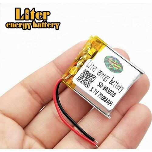 Rechargeable Li-ion Cell 3.7V polymer lithium battery 803030 083030 700mah With PCB For Toy DVD GPS MP3 MP4 MP5 Smart Watch