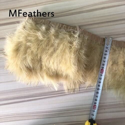 MFeathers 10 Meters Khakki Dyed Marabou turkey feather trims 15-20cm width DIY natural feather trimming strips fringes boa craft