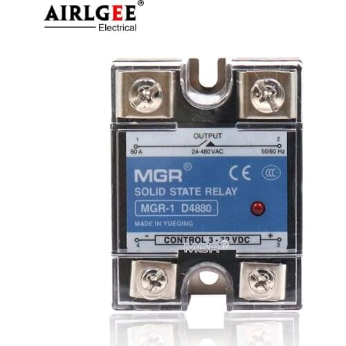 MGR-1 D4880/SSR-80A Single phase solid state relay DC Control AC Input 3-32VDC Control Output 24-480VAC Relay