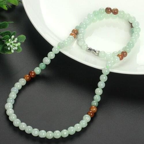 Genuine Natural Jade A Cargo Jade Necklace Old Pit Burma Jade Necklace 5mm Round Beads Jade Beaded Necklace en2977