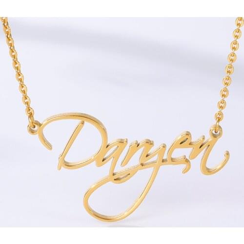 Personalized Custom Handwriting Signature Handmade Name Pendant Necklace For Women Stainless Steel Gold Fashion Jewelry Gifts