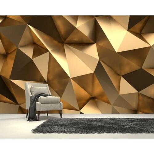Papel de parede Golden yellow irregular triangle solid pattern 3d abstract geometric wallpaper,living room tv wall bedroom mural