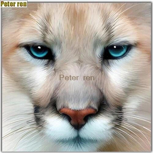 Peter ren DIY Diamond Embroidery animal Round Mosaic full Diamond Painting lion 5D bead embroidery home decoration Lions face