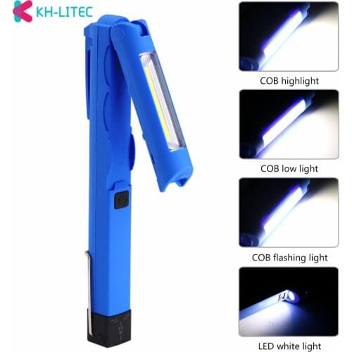 Portable COB Flashlight Torch 4 Modes USB Rechargeable LED Work Light Magnetic COB Lanterna Hanging Hook Lamp For Outdoor Campin