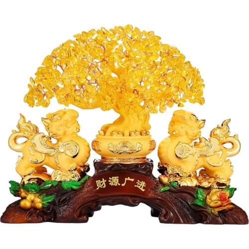 Li zhi yuan Money Drawing Pi Xiu Cornucopia Decoration Crystal Rich Tree Living Room Cabinet Decorations Housewarming