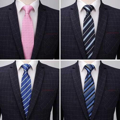 Q 6Pcs Sets Cufflinks Multicolors Tie Clip Silk Men Business Formal Wedding Stripe Neck Tie Fashion Shirt Dress Accessories