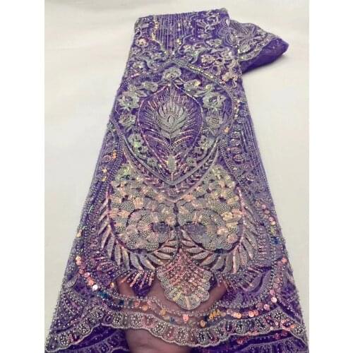 African Guipure Lace Fabric 2021 High Quality Lace Latest green French Cord Lace Fabric With Sequins For Wedding 5 Yards