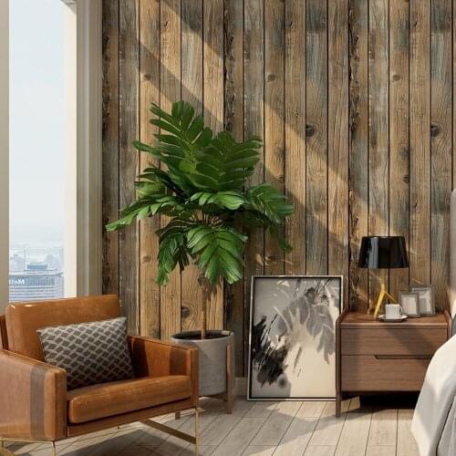 Retro Faux Wood Grain Peel And Stick Wallpaper Wood Plank Wallpaper Roll Removable Vinyl Wall Covering For Bedroom Self-adhesive