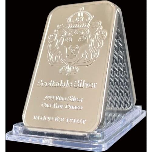 Scottsdale Silver 999 Fine Silver One Troy Ounce 1 Bars Bullion In God We Trust Coin With Display Case