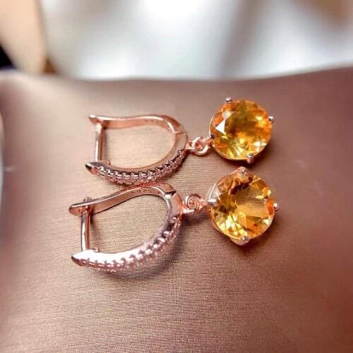 The Best Party Gift Citrine Earring 925 Sterling Silver Fahshion 100% Natural and Real Citrine Earring