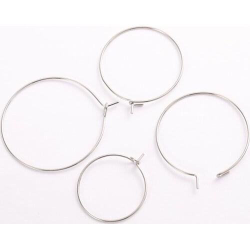 100pcs DIY Stainless Steel Earring Big Circle Wire Hoops Loop 20/25/30mm Earrings Dangle Earring Jewelry Making Accessorie