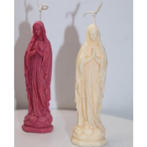 3D Prayer Candle Silicone Mold Virgin Mary Modeling Candle Plaster Statue Making Two Size Molds