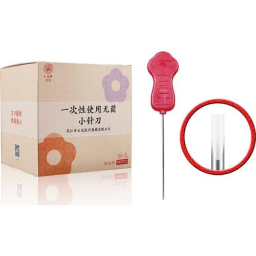 Super Sharp knife Acupuncture needles Color Plastic Handle 100Pcs/box Disposable sterile Small knife needles acupotomology