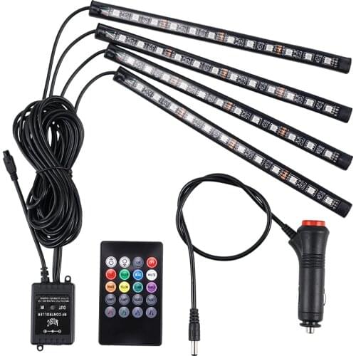 LED Car Foot Light Ambient Lamp With USB/APP Wireless Remote Music Control Multiple Modes Automotive Interior Decorative Lights