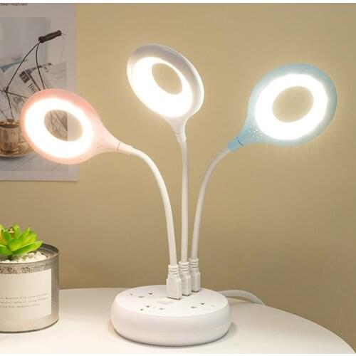 Universal Table Lamp USB Socket 360° Freely Foldable 12 LED Light No Flicker 4000K Soft Light Saving Energy Eye Protection