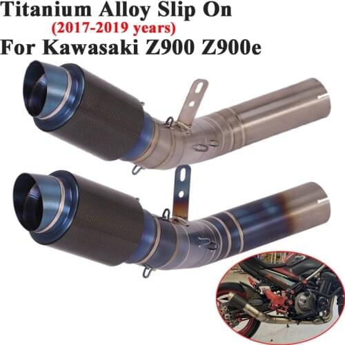 Titanium Alloy Slip On For Kawasaki Z900 Z900e Motorcycle Exhaust Escape Modify MidLink Pipe Carbon Muffler Catalyst Delete