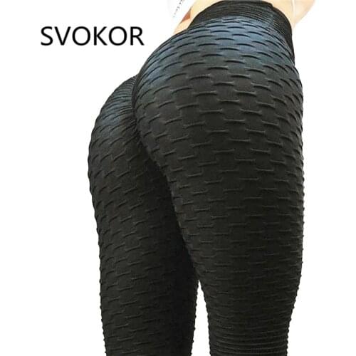SVOKOR Black Leggings Women Polyester Ankle-Length Standard Fold Pants Elasticity Keep Slim Push Up Fitness Female Legging