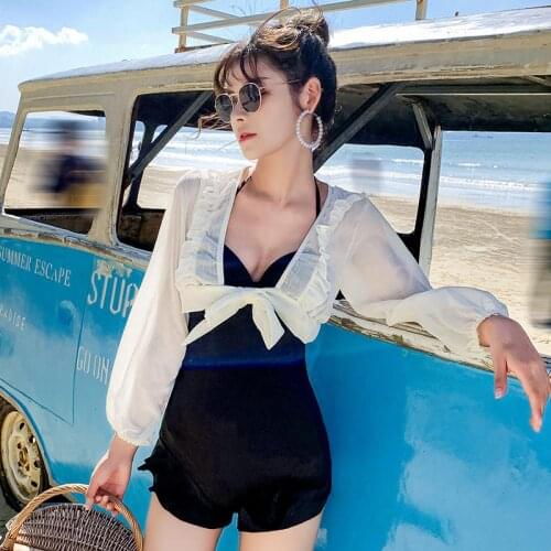 Swimsuit Women Cover Belly And Look Thin Fairy Fan Two-piece Two-piece Korean Ins Super Fairy New Ladies Swimwear Sexy