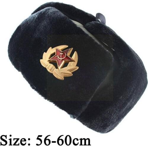 56-60cm Winter Soviet Army Military Badge Hat Outdoor Trapper Aviator Earflap Hat Warmth Hats Caps Cap Bomber Windproof V5E5