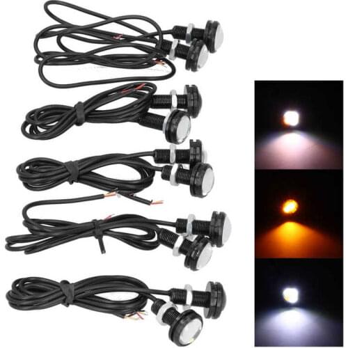 10pcs DC9-80V LED DRL Daytime Running Lamp White Yellow Light 23mm 6SMD IP67 Waterproof car accessories