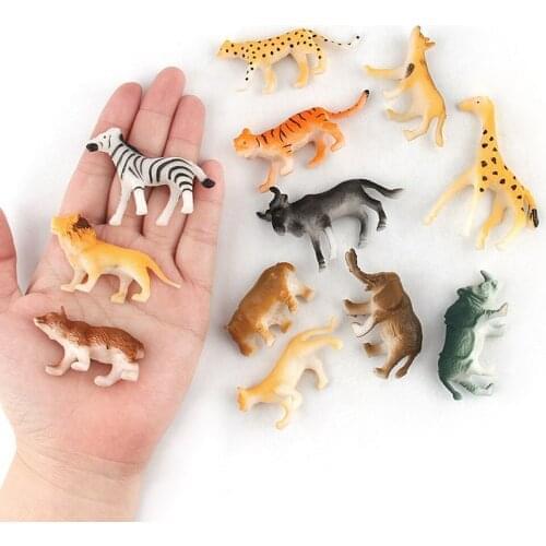 12pcs Wild Animals Jungle Zoo Figure Assorted Plastic Toy Kids Educational Learning Toys Realistic Wild Life Animal Model Action