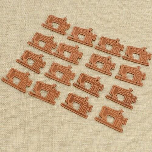 20pcs Cute Trojan Sewing Machine Shape Synthetic PU Leather Label For DIY Craft Handmade Bag Shoes Sewing On Tags