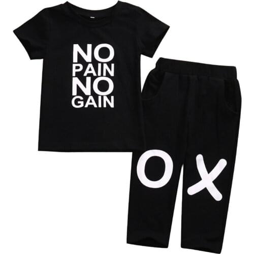 2017 New Baby Boy Clothes Set Shoet Sleeve T-shirt Tops Pants 2PCS Kids Boys Leggings Outfits