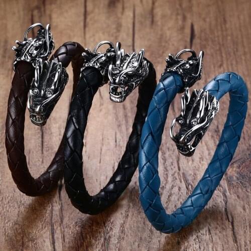 2021 Fashion Simple Style Stainless Steel Leather Material Can Be Opened Domineering Faucet Bracelet For Men 's Accessories