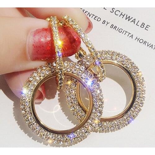 2021 Aretes Earing Geometry With Crystal Act The Role Ofing Is Tasted New Popular Circle Earrings All Circles Earpins Joker