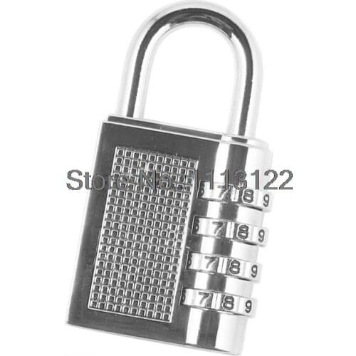 4 Digital Silver Combination Padlock for door High Security Zinc Alloy 4 code Password Padlock Silver Color 1 pc