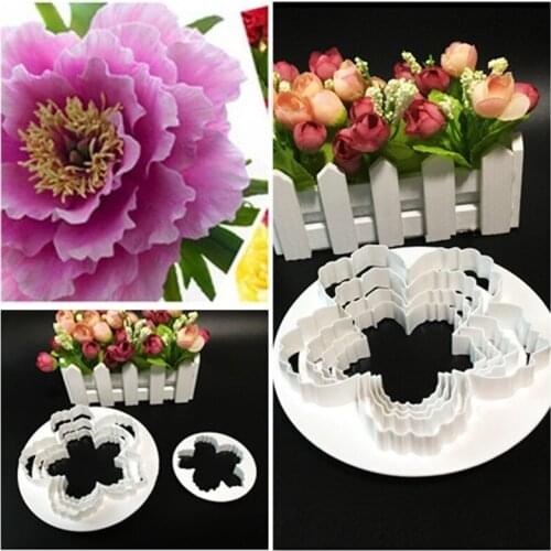 4Pcs/Set Peony Durable Fondant Embosser Cake Cutter Mold Cookie Decorating fandont Baking & Pastry Tools 51054 Gift
