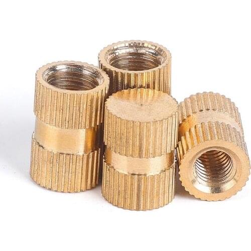 5/25X M3 M4 M5 M6 M8 Type B Solid Brass Copper Injection Molding Knurl Thread Insert Nut Embedded Nutsert Single Pass Blind Hole