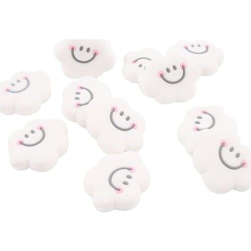 5pc Silicone Teething Beads Mini Cloud Beads Smiley Cloud beads Baby Nursing Accessories Beads Baby Teether Shower Gifts