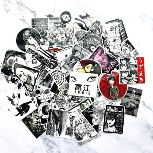 55Pcs/lot Japanese Horror Anime Tomie Stickers For Laptop Skateboard Suitcase Scrapbook Funny Graffiti Horror Stickers Kid Toys