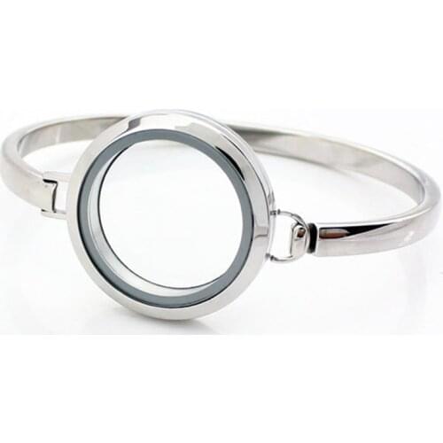 7 8inch 2pcs/lot Silver Color Plain Glass Floating Locket Bracelets stainless steel twist screw Bracelets Jewelry For Women