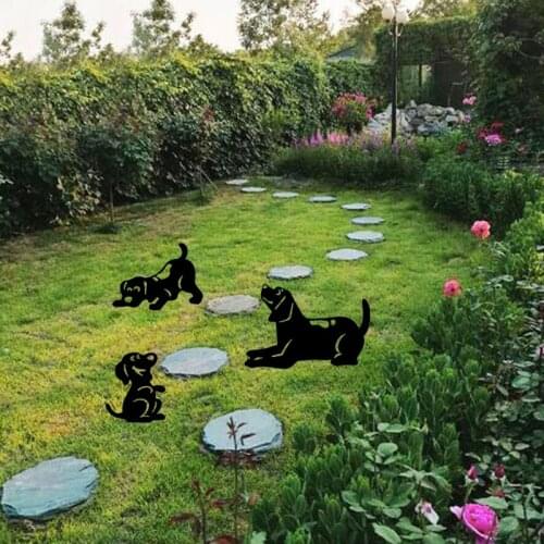 Acrylic Dog ET Aliens Silhouette Ornament Garden Outdoor Decoration Creative Lawn Yard Art Sculpture Metal Garden Statues Decor