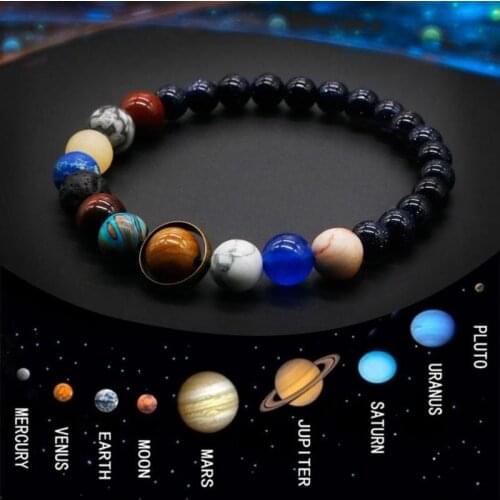 Universe Solar System Bracelet Women Natural Stone Eight Planets Bracelet Creative Bracelet for Women Men Friends Best Gift