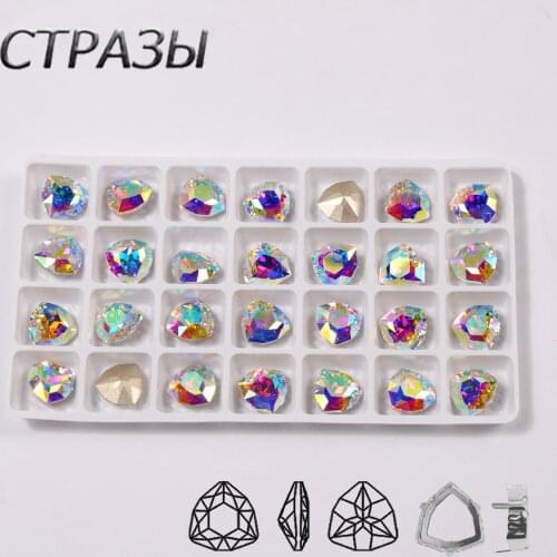 CTPA3bI AB Trilliant Glass Beads With Claw Setting DIY Crafts Accessories Shine Sew on Rhinestones Garment Dance Dress Appliques