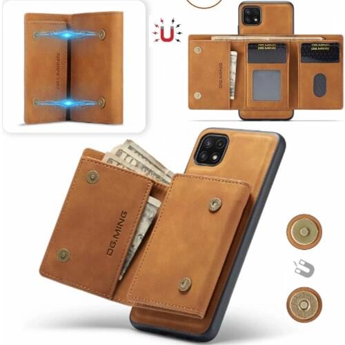 For Samsung A12 5G/A22 5G/A32 5G/A42 5G Case Card Holder Purse Back Cover Stand Magnetic Leather Removable Card Holder Wallet