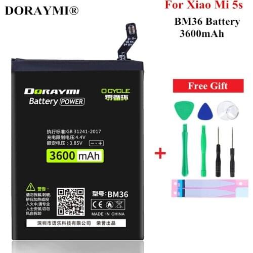 DORAYMI 3600mAh BM36 Mobile Phone Battery for Xiaomi Mi 5s High Capacity Replacement Bateria BM 36